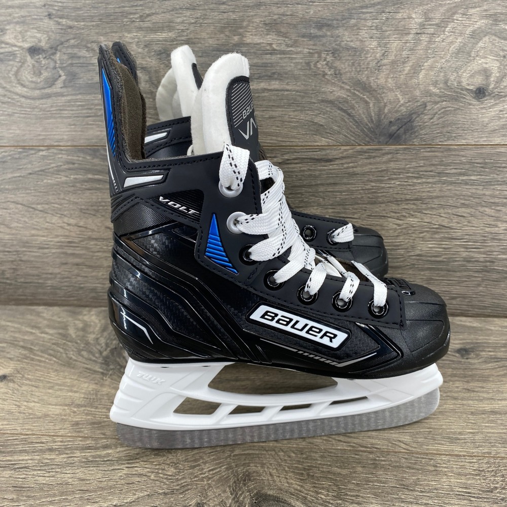 Bauer Vapor Volt Ice Hockey Skates Youth Size 12.0 Black Blue Quickness Agility